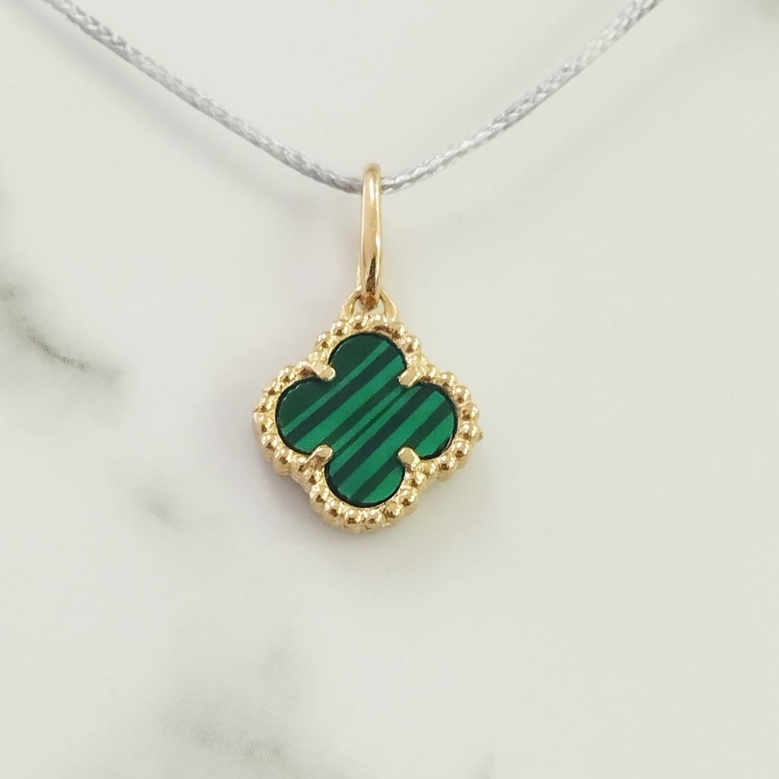 Dije Trebol Verde Piedra Malaquita Nal Especial 1.8cm / 1.17/ gr ID: 2017