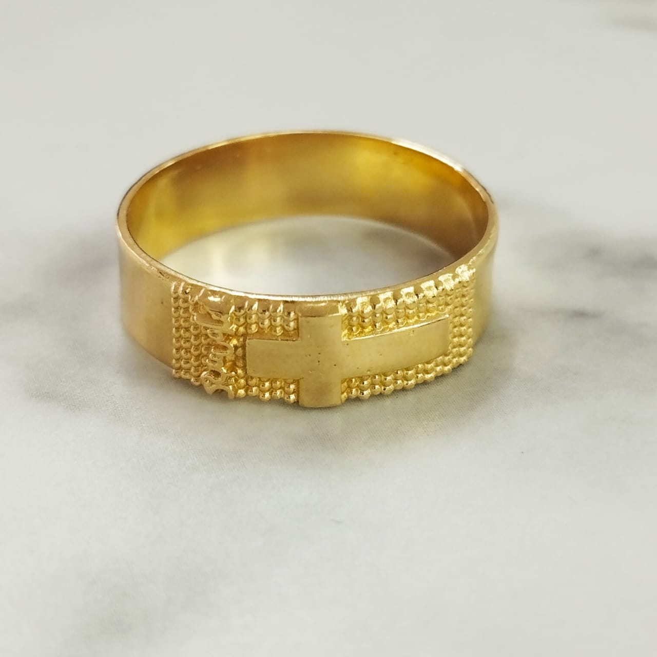 Argolla (anillo) cruz con el nombre jesus en hebreo (FRABRICACION ) T10 3/4 /5/GR ID: 2136